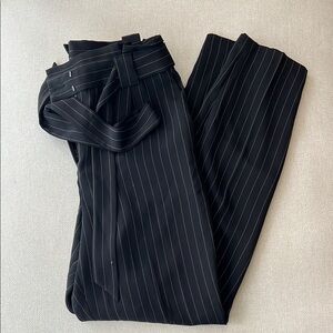 Express Black Pinstripe Paper Bag ankle Pants